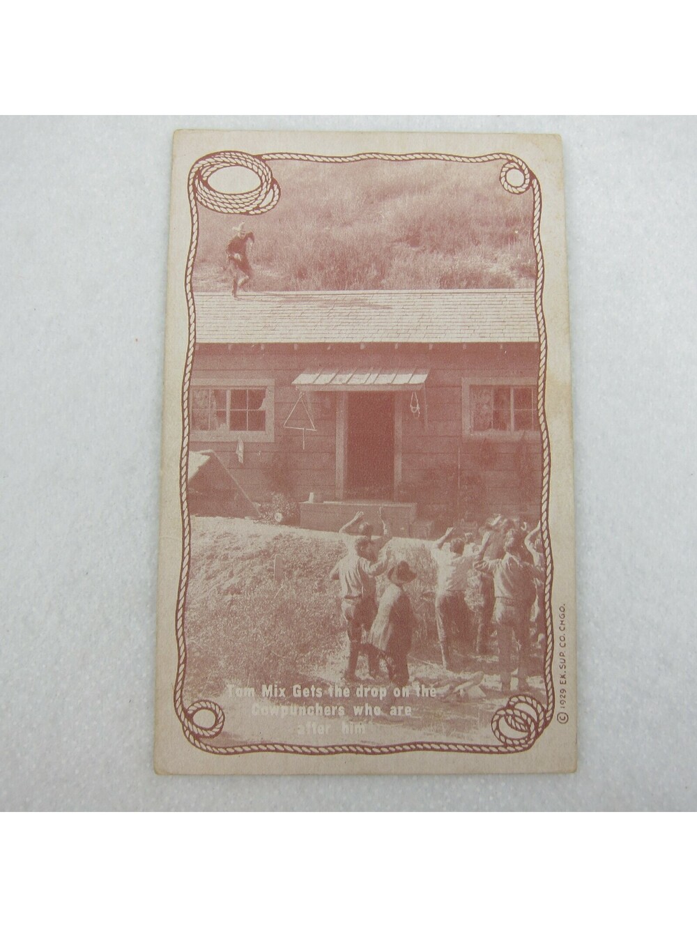 Vintage 1929 Postcard Tom Mix Western Cowboy Movie Star Drop on the Cowpunchers